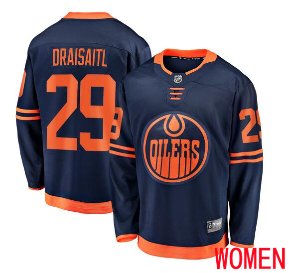 Women Edmonton Oilers #29 Draisaitl blue Home Stitched NHL Jersey->women nhl jersey->Women Jersey